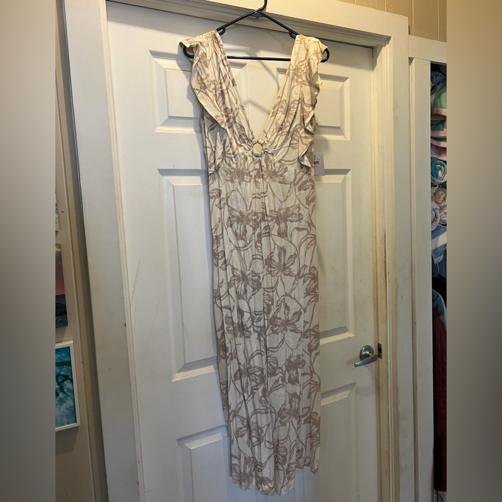 Cream and Tan Floral Print O’Neill Jumpsuit